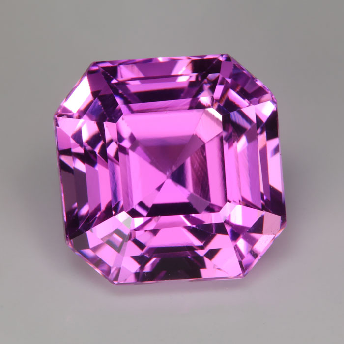 pink color square step cut kunzite gem