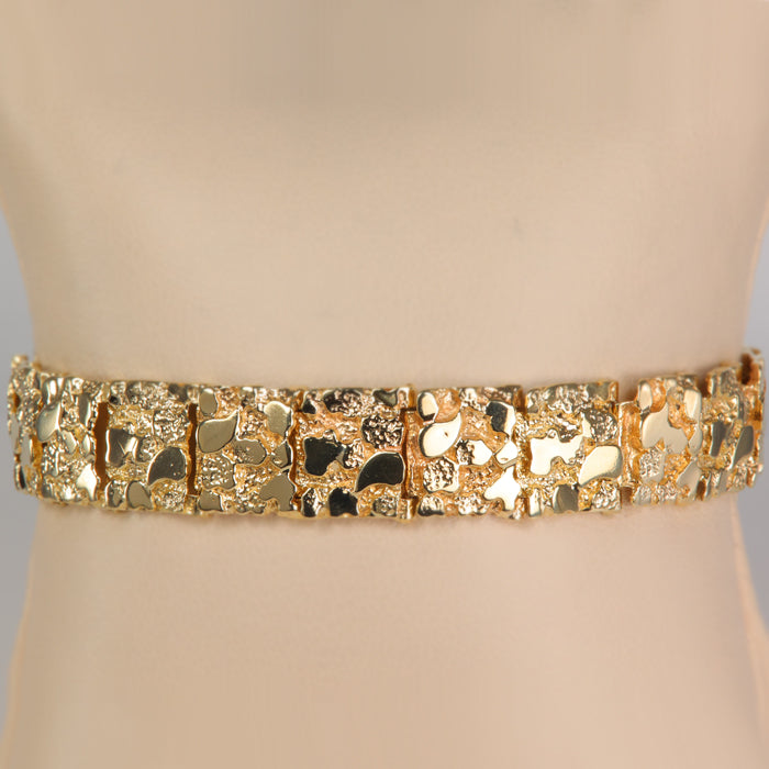 yellow gold estate nugget bracelet wide 