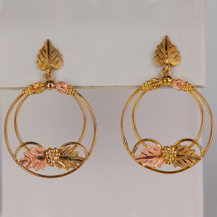 yellow and rose gold lead accented earrings