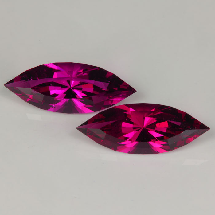 pair of rhodolite garnet gemstones marquise cut