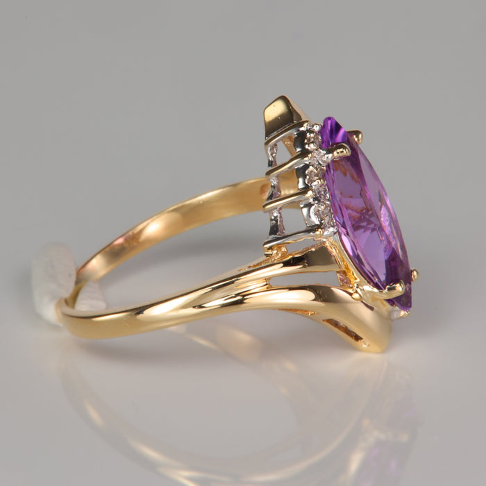 yellow gold amethyst and diamond estate ring