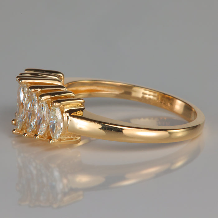 yellow gold marquise brilliant diamond ring