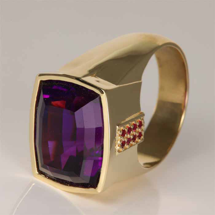men amethyst ruby ring yellow gold