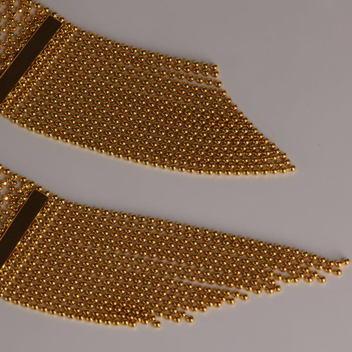 yellow gold beaded mesh necklace belt chain