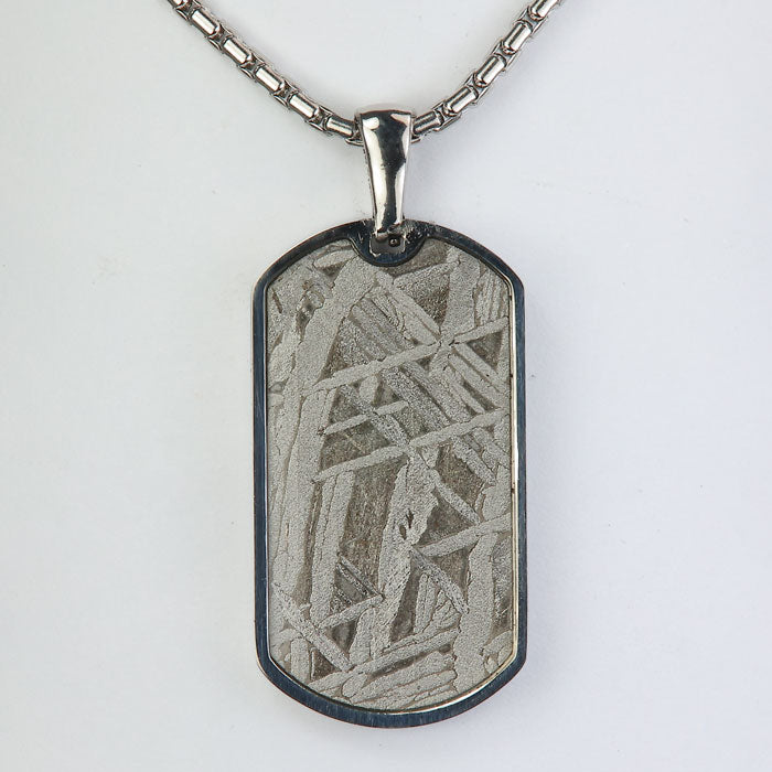 Meteorite pendant stainless necklace