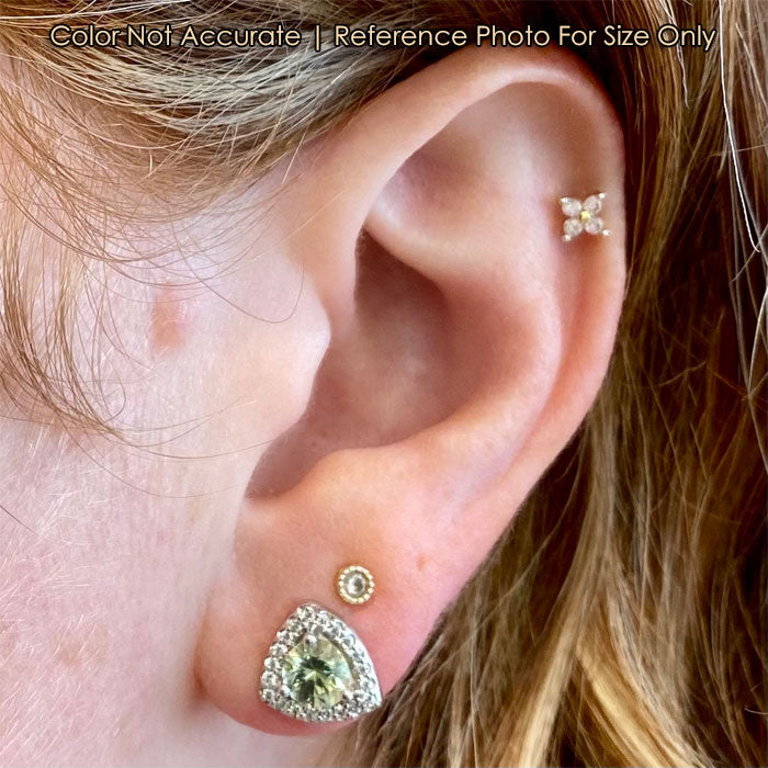 sapphire and diamond earring size on ear