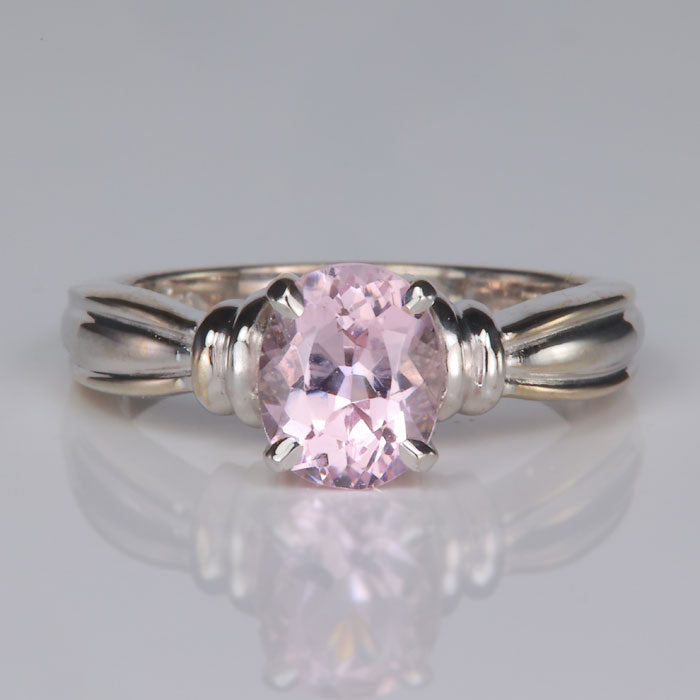 sterling silver and morganite gemstone ring