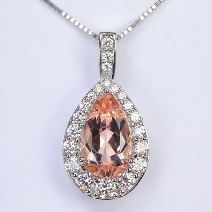 pear shape morganite gem pendant
