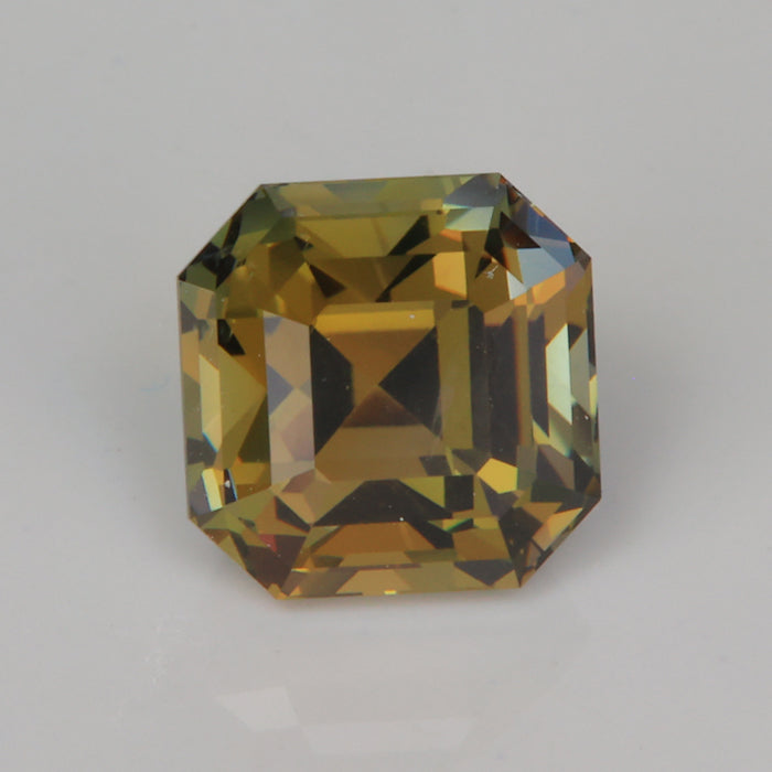 yellow green natural tanzanite gemstone square step