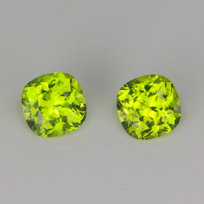 square cushion cut green natural color peridot gemstone pair