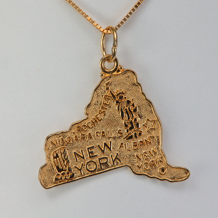 yellow gold state of new york charm pendant