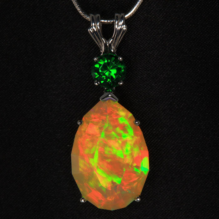 opal pendant with tourmaline