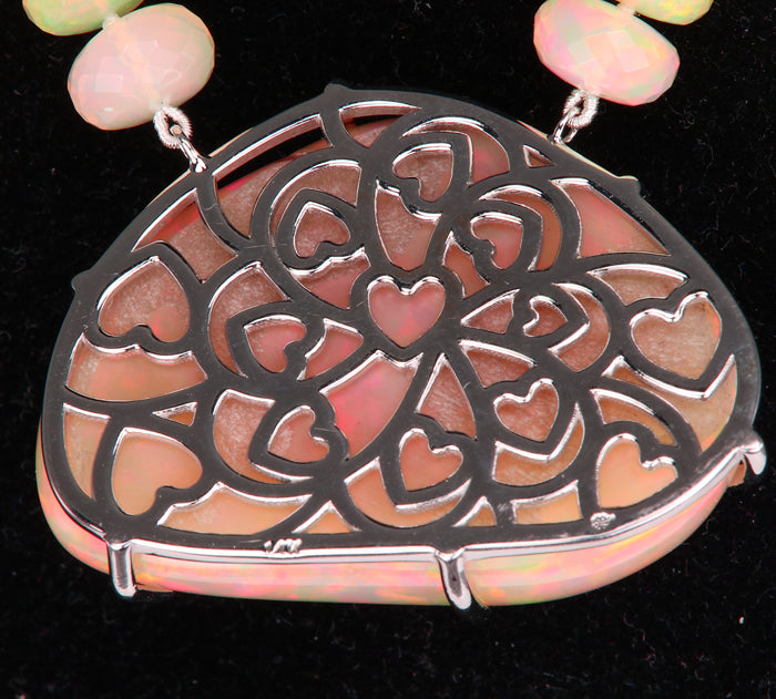 white gold freeform opal heart design