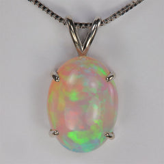 thumbnail image 2 of Latin Cross Oval Ocean Blue Fire Opal Pendant - Lab-Created Silver Filled Jewelry - Without Chain 2 of 6