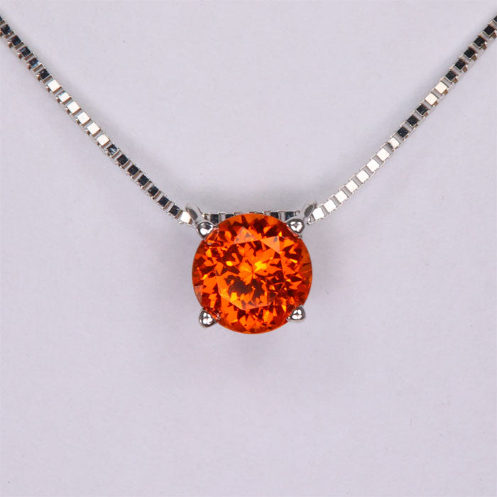 Spessartite Garnet Round Solitair Necklace