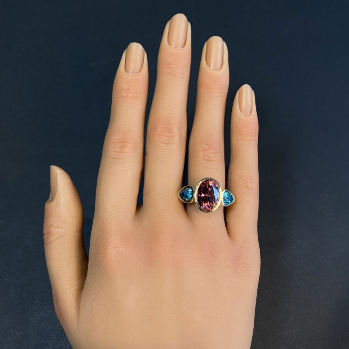 imperial zircon ring blue zircons yellow gold