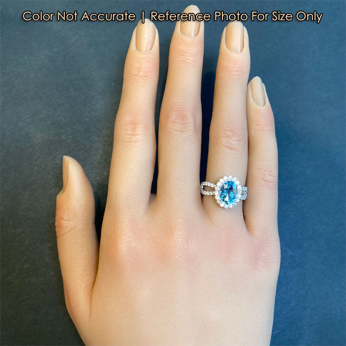 white gold oval cut aquamarine gemstone ring with diamonds size to a hand