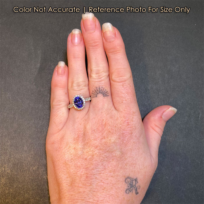 size of tanzanite ring on hand
