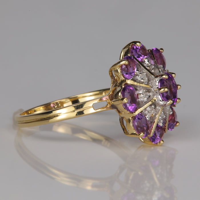 amethyst and diamond estate ring in yellow gold