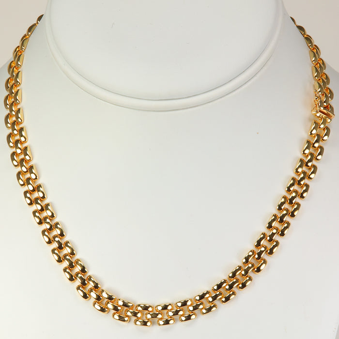 yellow gold estate panther link chain necklace