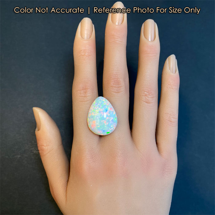 size of pear shape opal on hand 