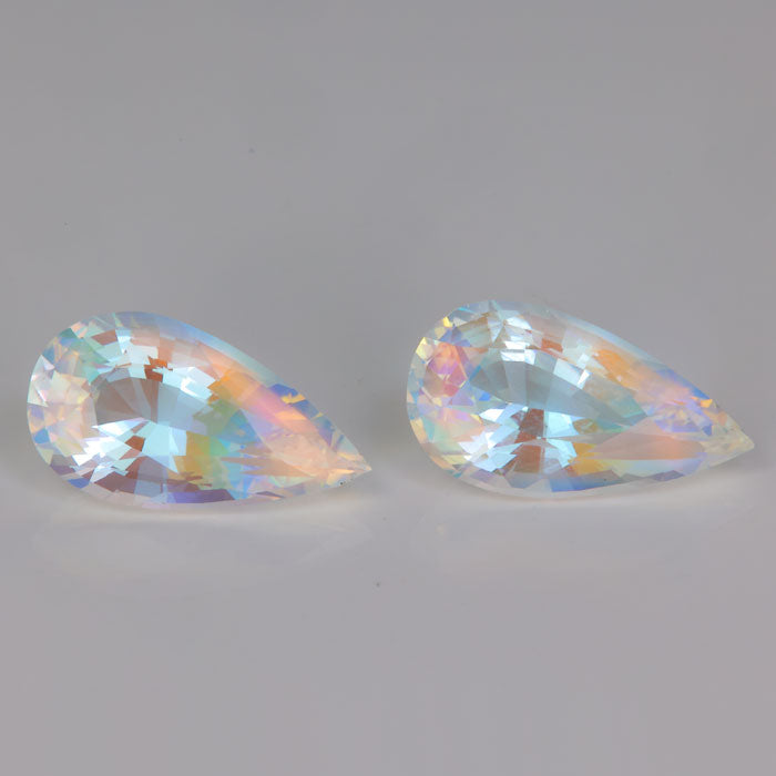 rainbow color moonstone gemstones pear shape
