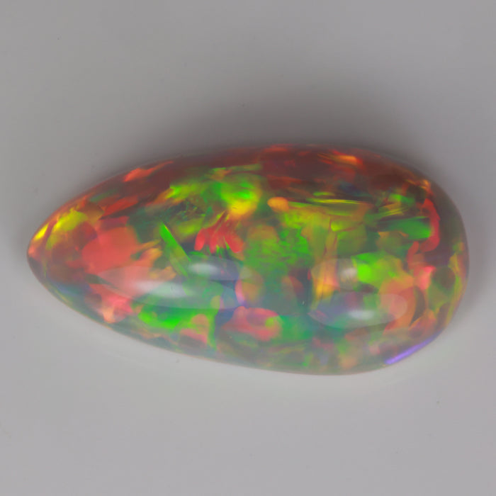 rainbow color semi black opal gemstone pear shape 