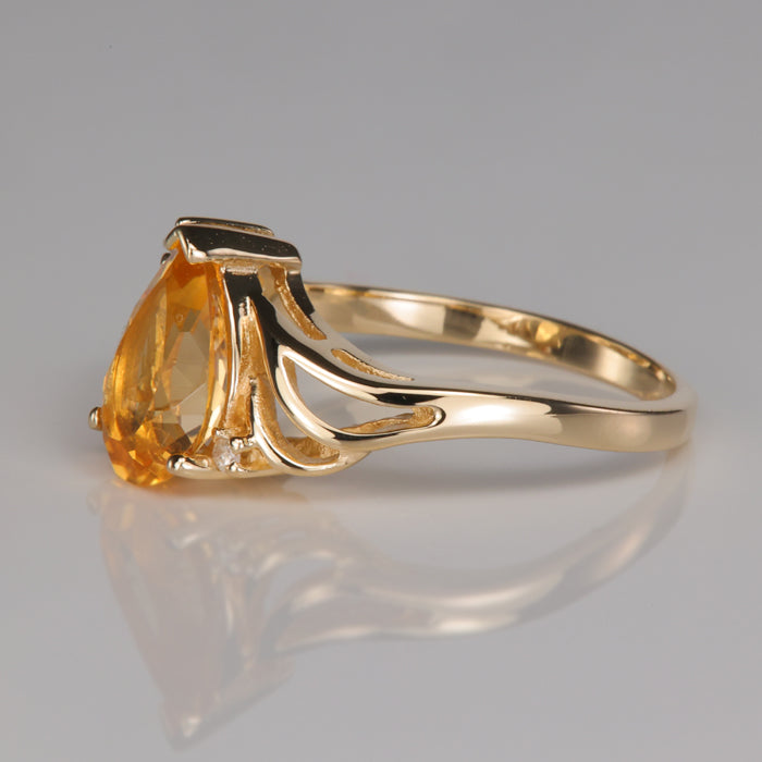 yellow gold citrine and diamond ring