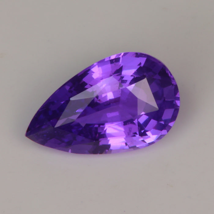 natural purple color pear shaped sapphire