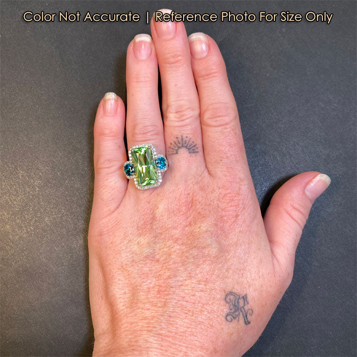 white gold peridot blue zircon and diamond ring size to a hand