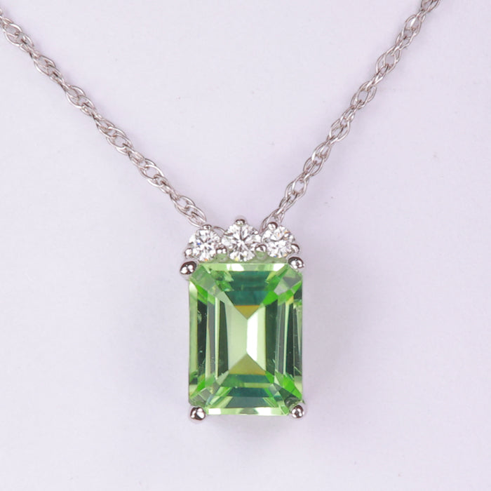 white gold peridot gemstone and diamond necklace