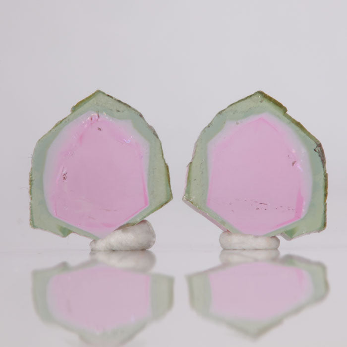 pink green red tourmaline slice pair watermelon