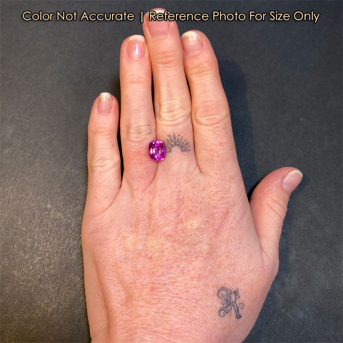 size of pink pyrope garnet on hand 