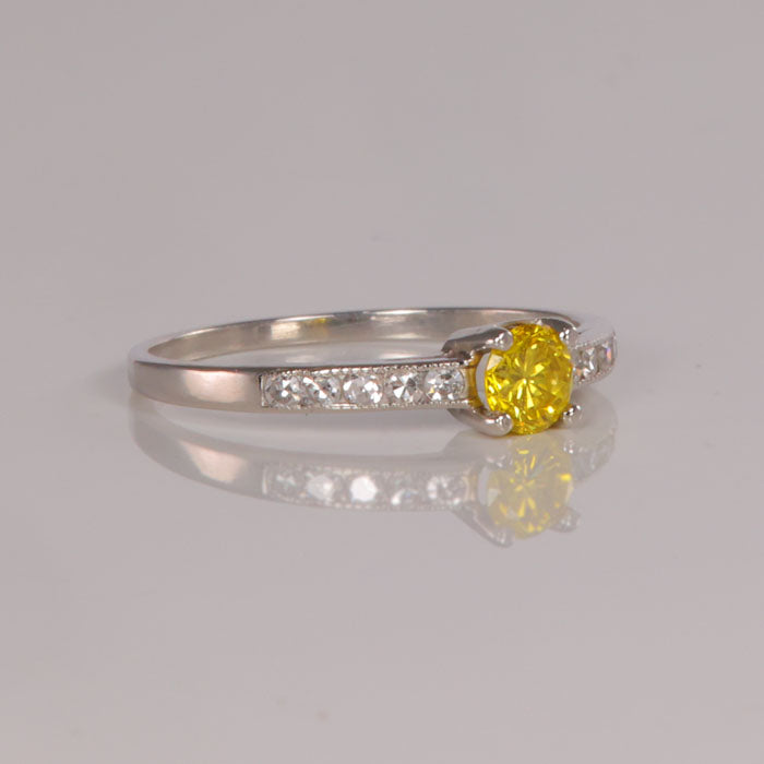 yellow enhanced diamond ring