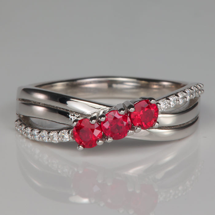 ruby ring with diamonds in platinum