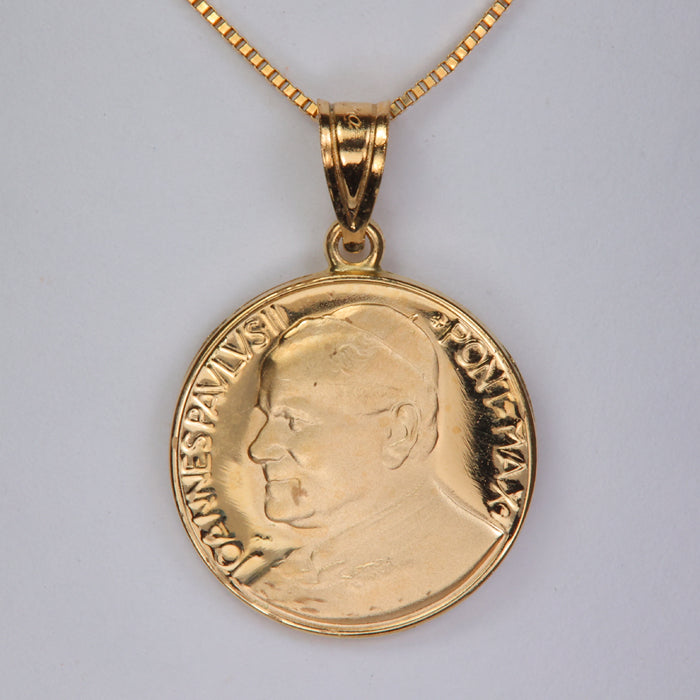 14K Yellow Gold Pope John Paul II Pendant - Moriartys Gem Art