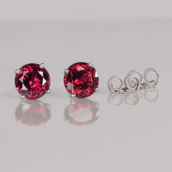 rhodolite garnet stud earrings white gold