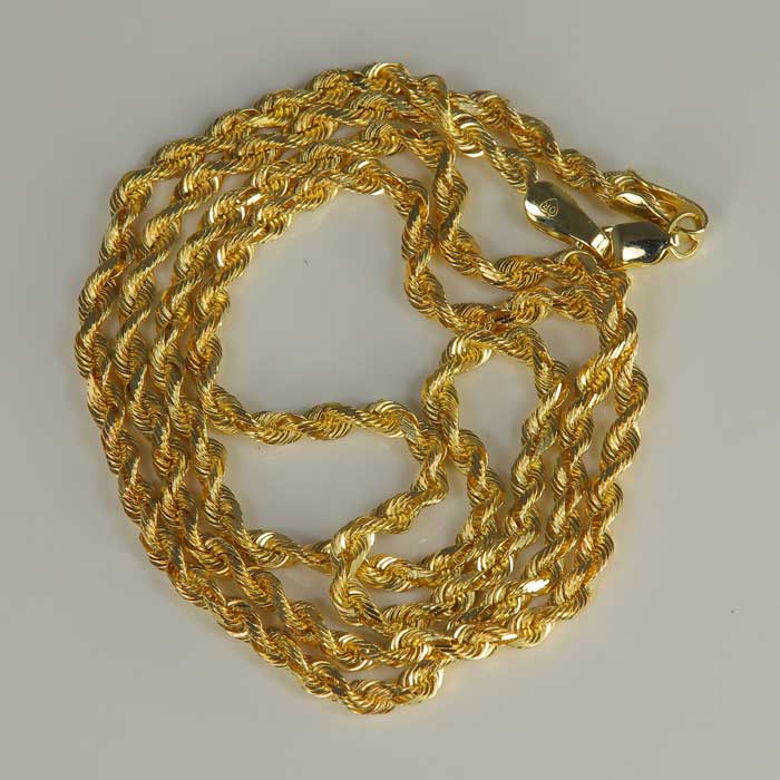 Custom Rope Link Chain 14K Yellow Gold Rope Link Chain 19