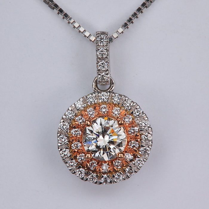 white and rose gold diamond pendant