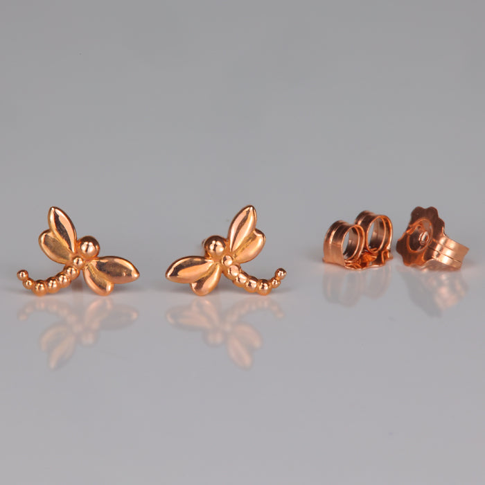 rose gold stud earrings dragonfly