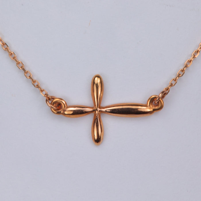 rose gold cross necklace with adjustable cable chain