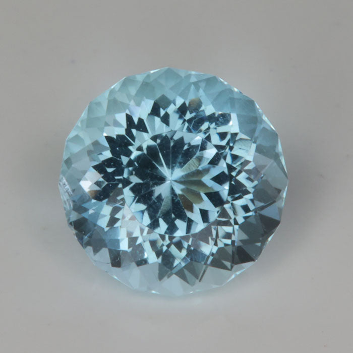 blue aquamarine gemstone round portuguese cut