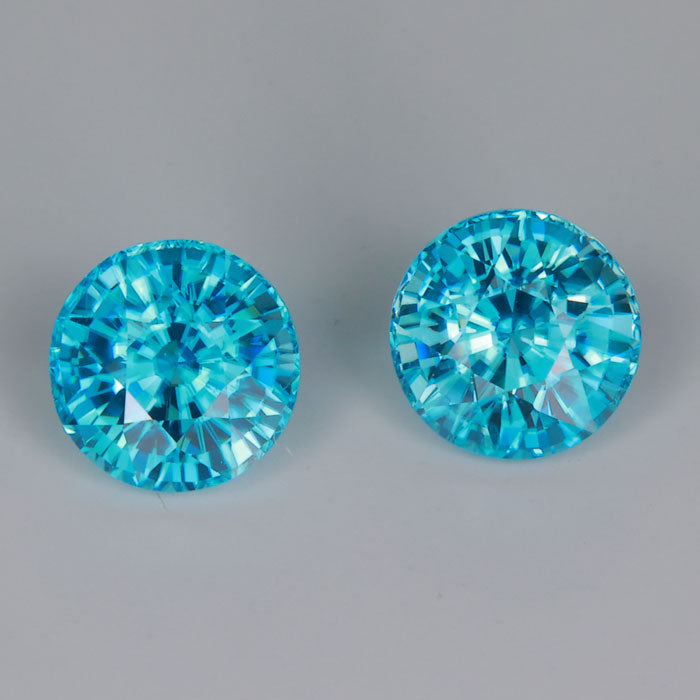 round brilliant cut blue zircon gemstones