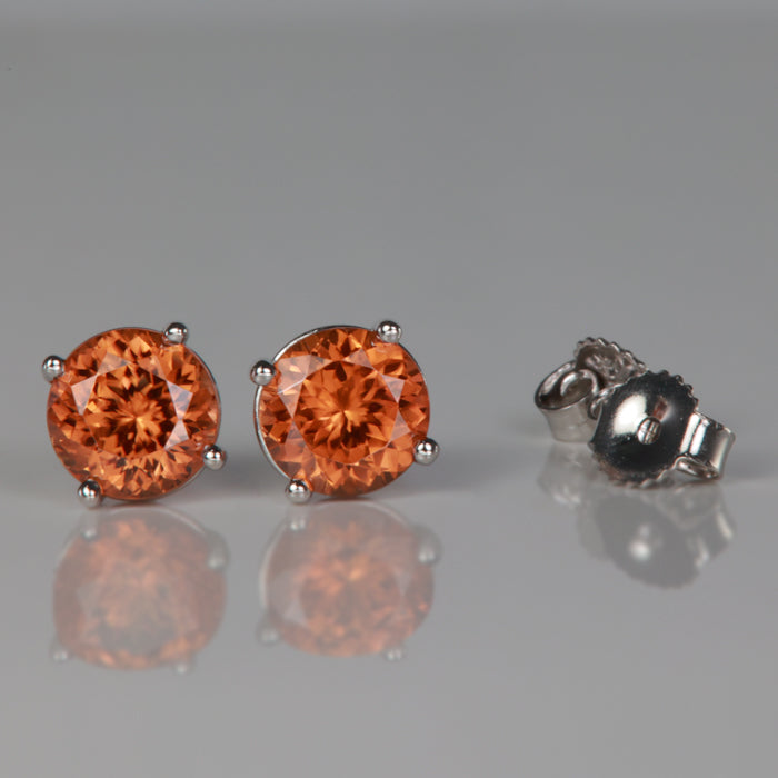 white gold pink orange peach imperial zircon stud earrings