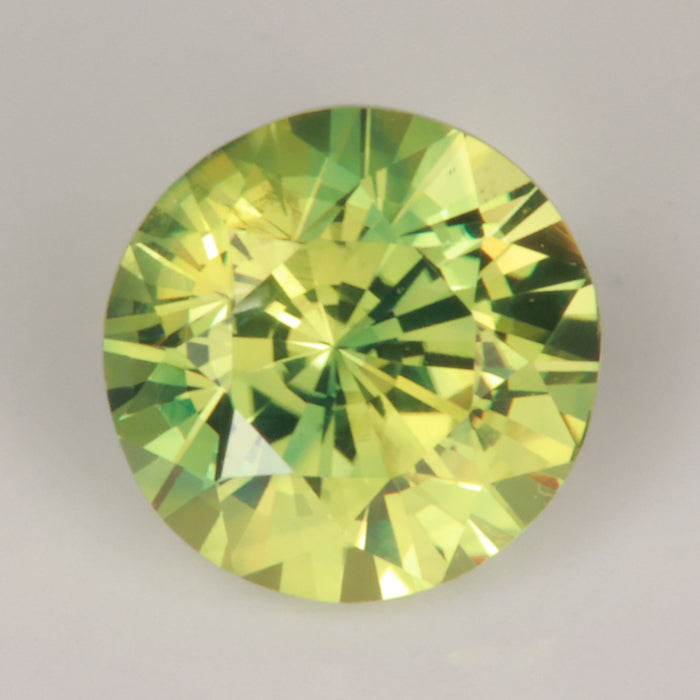 round brilliant cut sapphire natural light green color