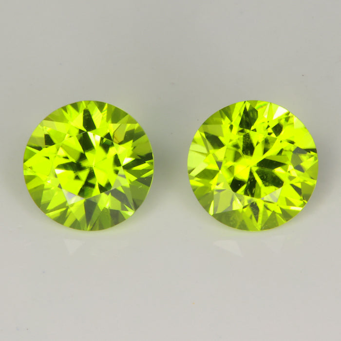 green peridot gemstone pair round brilliant cut