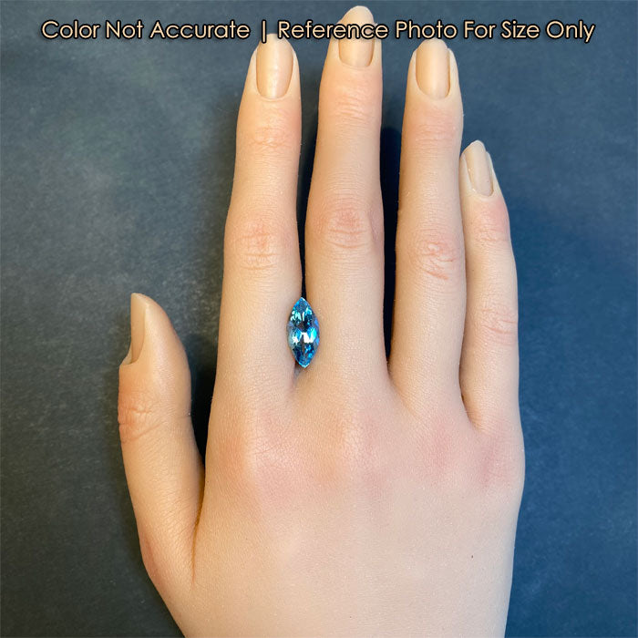 marquise aquamarine gem size reference to hand