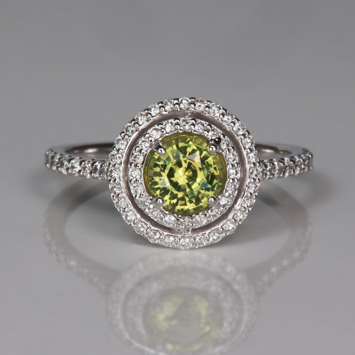 sapphire and diamond ring in white gold beautiful custom jewelry