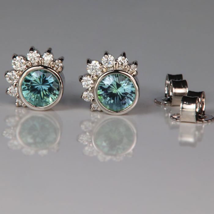 sapphire gemstone earrings with diamond accents
