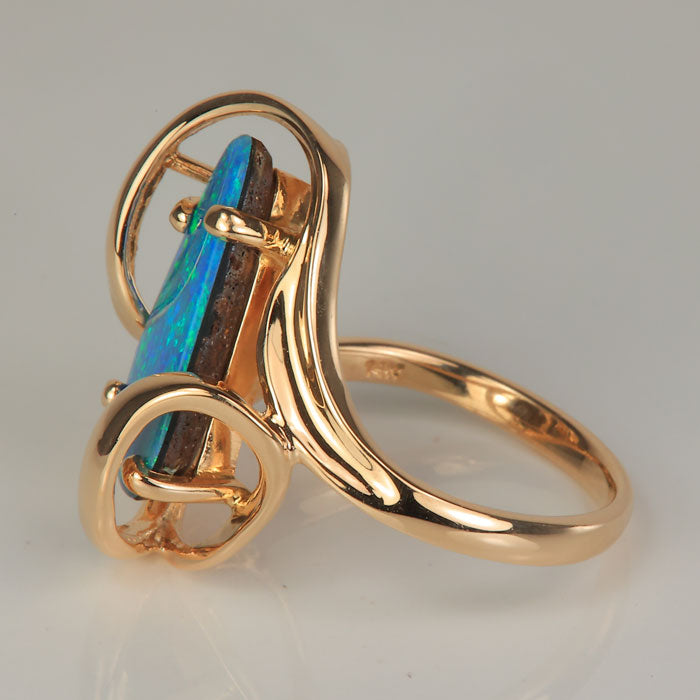 yellow gold australian opal assembled doublet